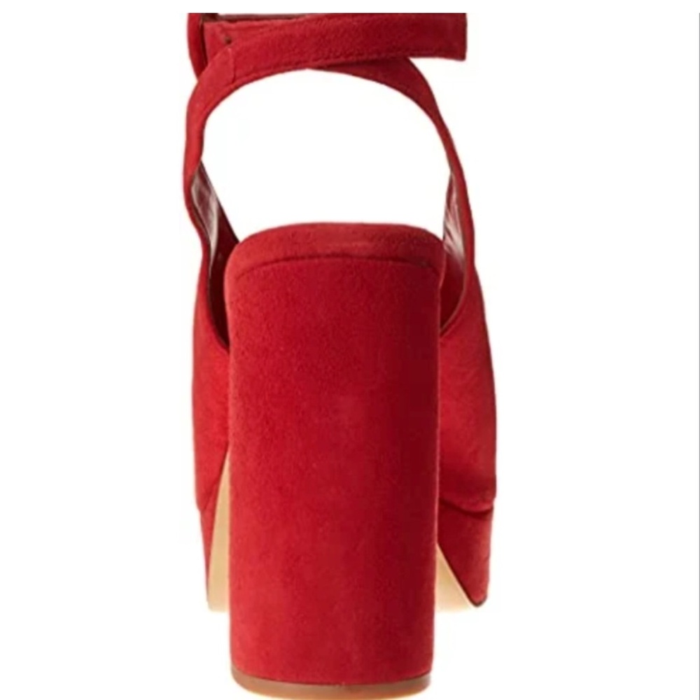 Vince Camuto size 10 red suede platform heels with ankle wrap strap  SOMERSON - Picture 4 of 8